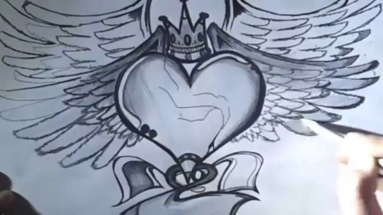 COMO HACER Y DIBUJAR UN CORAZON 3D CON ALAS [HD] | - Como hacer ...