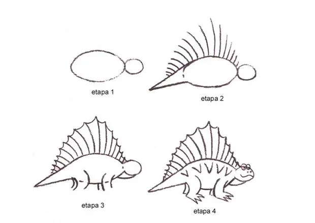 Dibujar dinosaurios dimetrodón tutorial para dibujar a lápiz