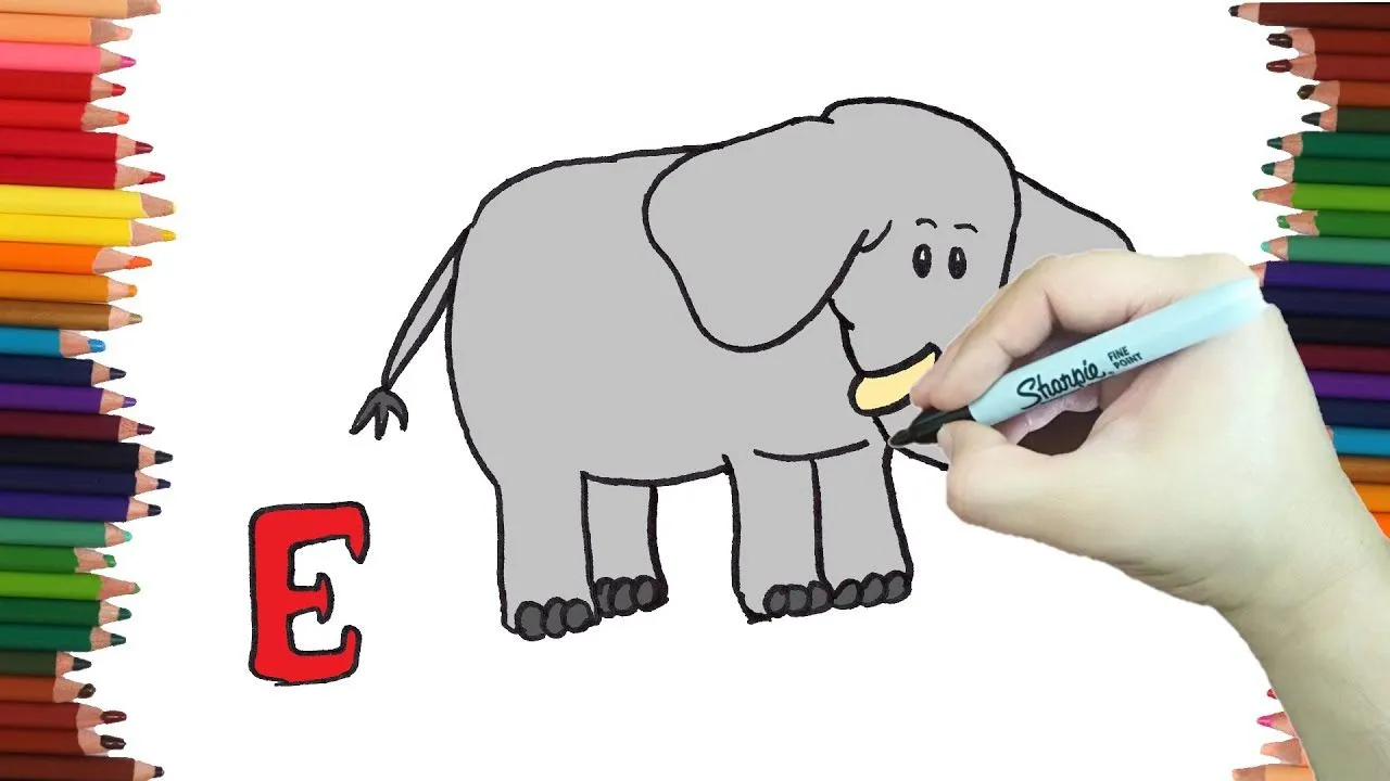 Como dibujar UN ELEFANTE - Dibujos con la letra E paso a paso y muy Fácil -  YouTube