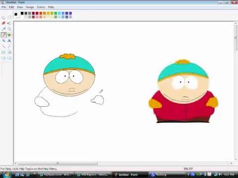 Como dibujar a Erc Cartman en Paint | South Park 25