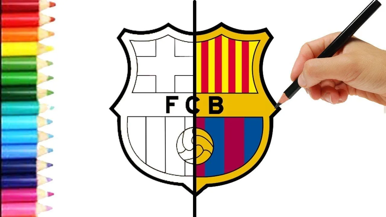 Cómo dibujar El Escudo Del Barca 】 Paso a Paso Muy Fácil 2023 - Dibuja Fácil