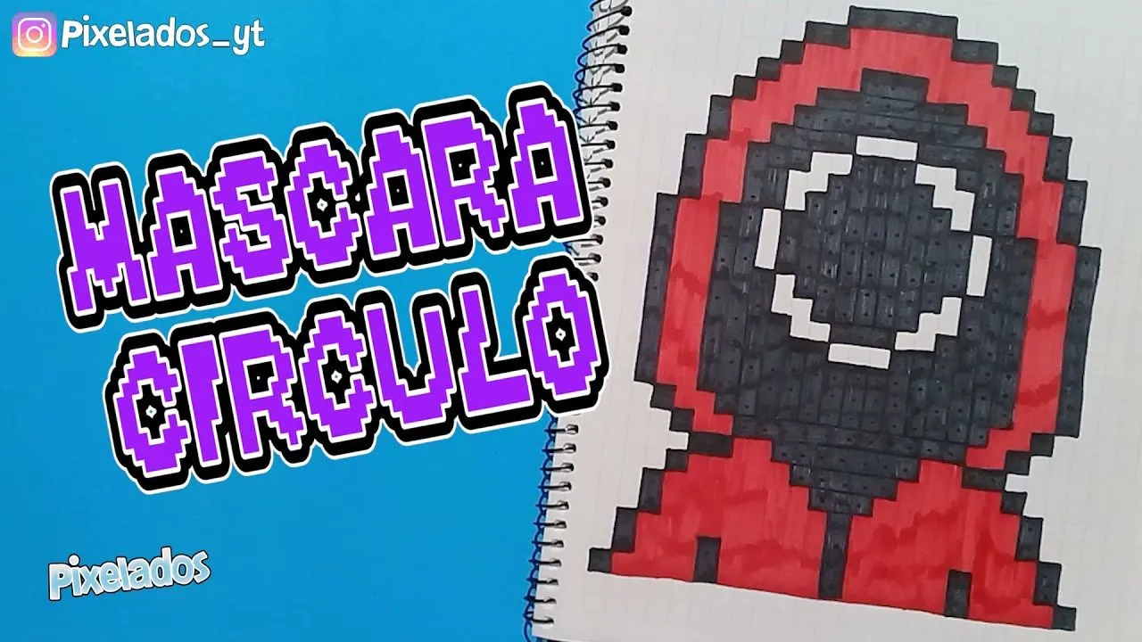 COMO DIBUJAR MASCARA CIRCULO GUARDIA (MASKED WORKER) del JUEGO DEL CALAMAR PIXEL  ART - PIXELADOS - YouTube