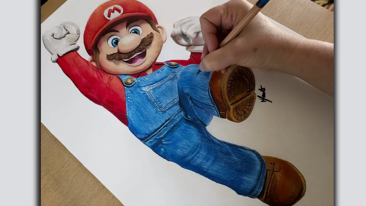 Cómo dibujar a Super Mario Realista con Lápices de colores paso a paso -  YouTube