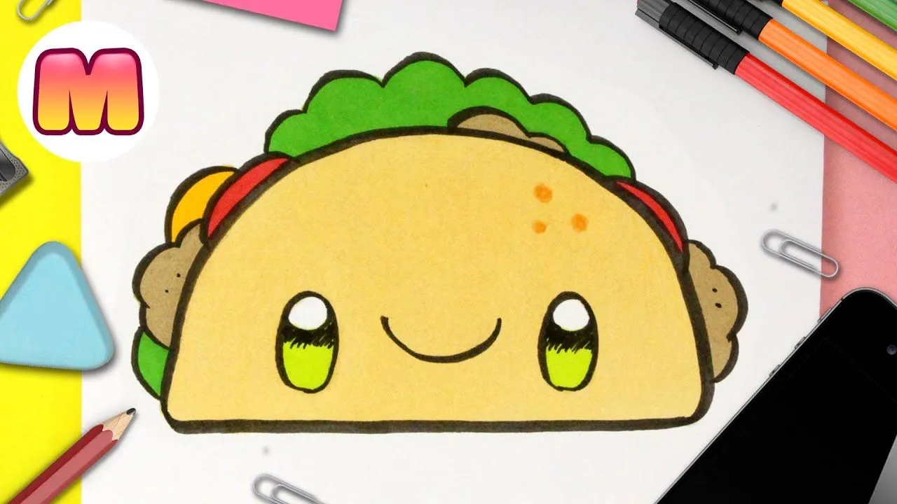 COMO DIBUJAR UN TACO KAWAII 