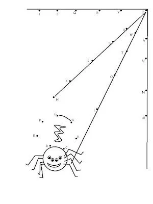 Dibujar tela de Araña uniendo puntos para colorear y pintar ~ 4 Dibujo