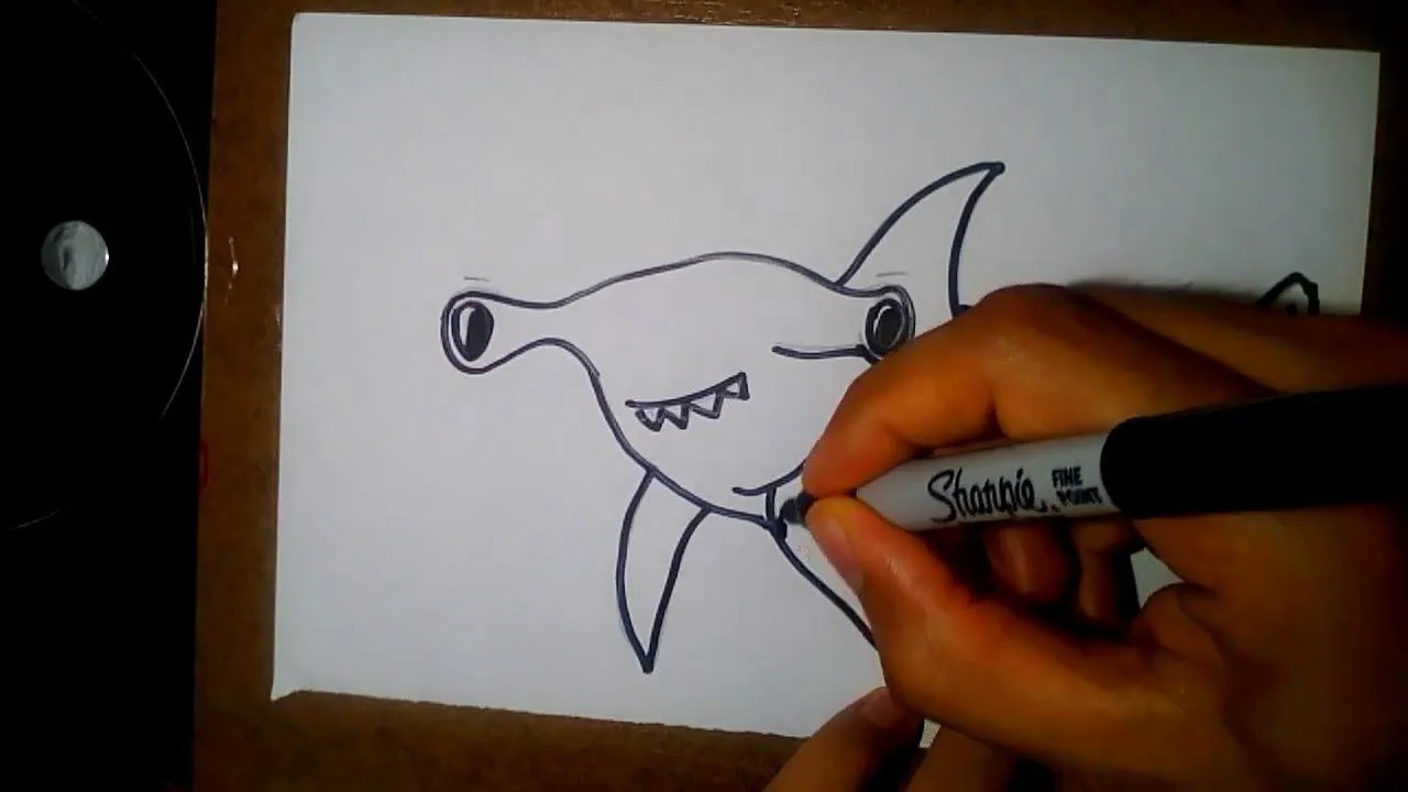 como dibujar un tiburon martillo-how to draw a hammer head shark ...