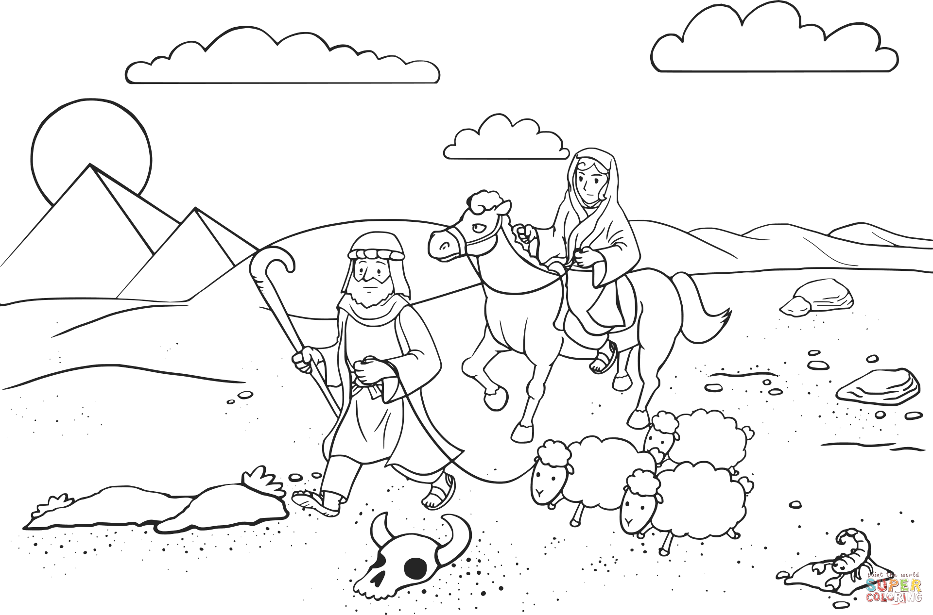 Dibujo de Abram y Sarai viajando a Egipto para colorear | Dibujos para  colorear imprimir gratis