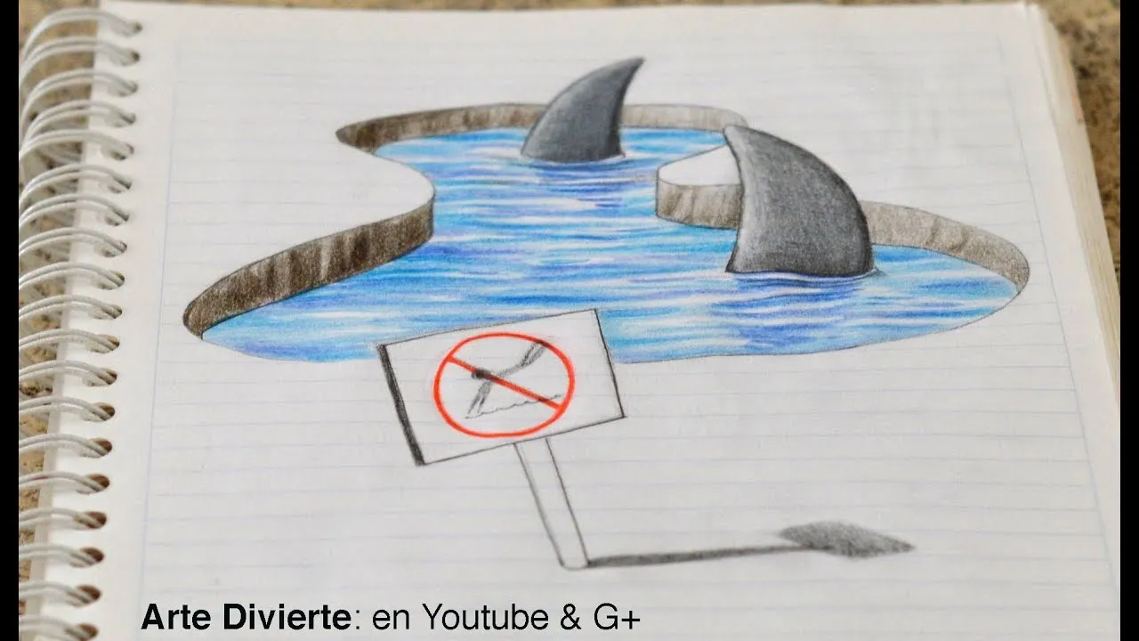 Dibujo anamórfico: ¡Dibujando tiburones 3D en mi cuaderno! - Arte ...