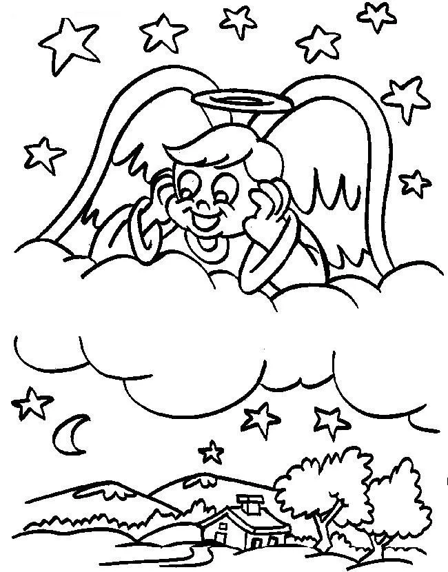 Dibujo de Angel en el cielo para colorear ~ Dibujos Cristianos ...