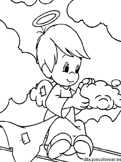 Dibujo de un ángel en las nubes | Dibujos para Colorear