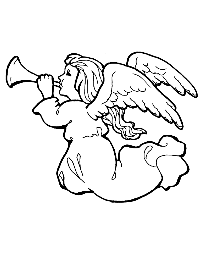 Dibujo de Angel con Trompeta para colorear