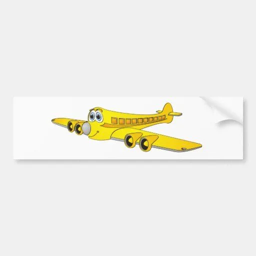 Dibujo animado amarillo del avión de pasajeros pegatina de ...