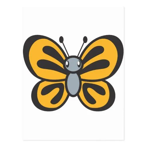 Dibujo animado anaranjado de la mariposa tarjetas postales de Zazzle.