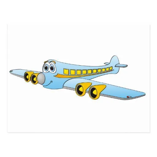 Dibujo animado azul del avión de pasajeros O Postales | Zazzle