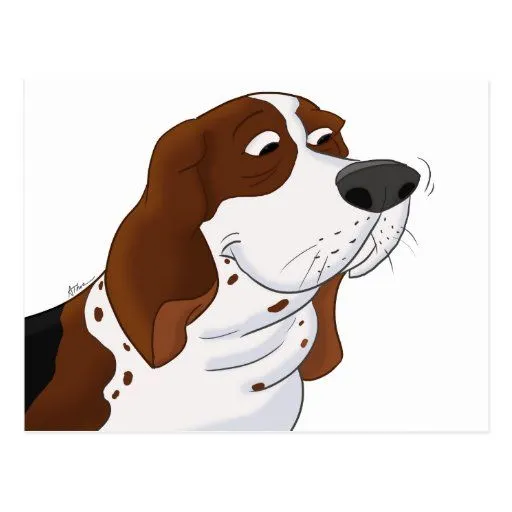 Dibujo animado Basset Hound el oler Postal | Zazzle