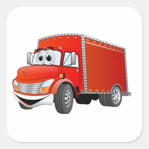 Dibujo animado del camión de reparto (color) pegatina cuadrada ...