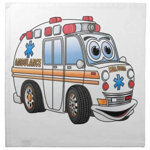 Dibujo animado divertido de la ambulancia servilleta imprimida ...
