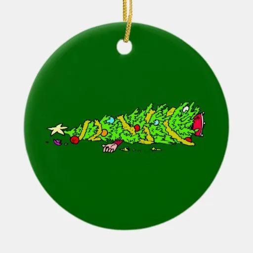 Dibujo animado divertido del árbol de navidad adornos de Zazzle.