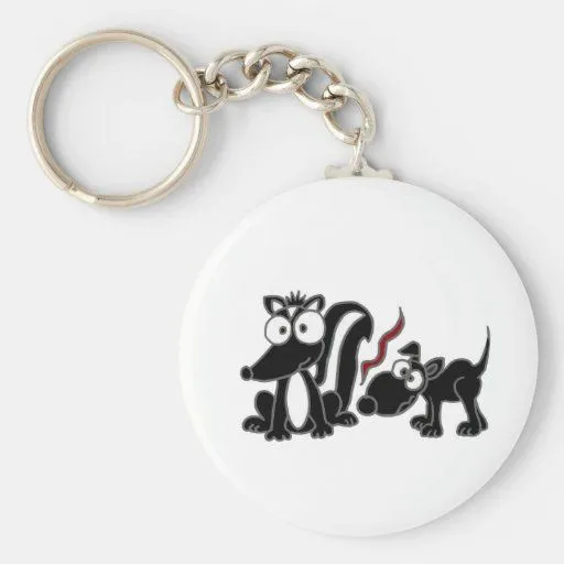 Dibujo animado del extremo de la mofeta el oler de llavero redondo ...