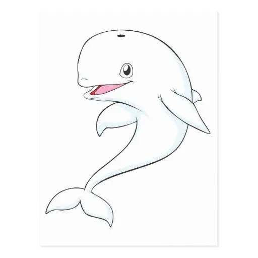 Dibujo animado feliz de la ballena de la beluga postal | Zazzle
