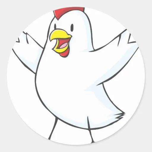 Dibujo animado feliz de la gallina del pollo pegatinas redondas ...