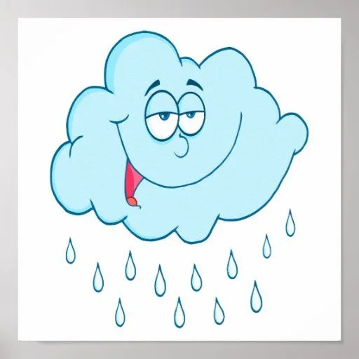 dibujo animado feliz tonto de la nube de lluvia impresiones | Zazzle