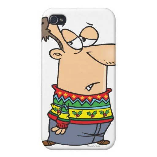 dibujo animado feo del suéter del navidad iPhone 4 carcasa de Zazzle.