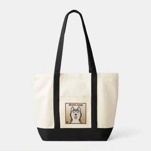 Dibujo animado del husky siberiano bolsa de mano de Zazzle.