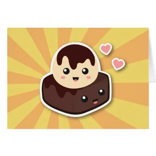 Dibujo animado de Kawaii de la crema y del brownie Tarjeta De ...