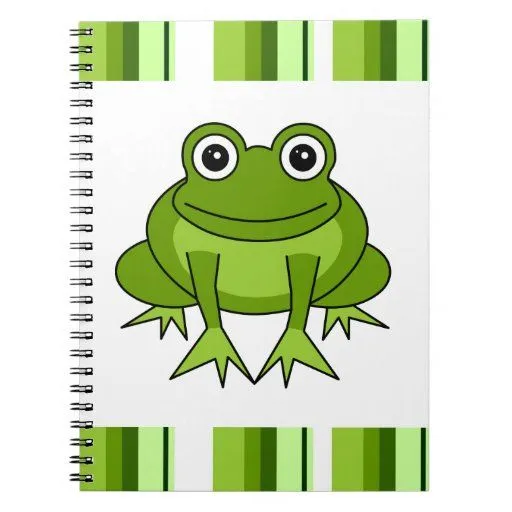 Dibujo animado lindo de la rana verde con las raya libreta | Zazzle