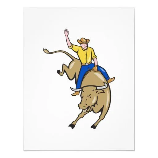 Dibujo animado del montar a caballo de Bull del va Anuncios de Zazzle.