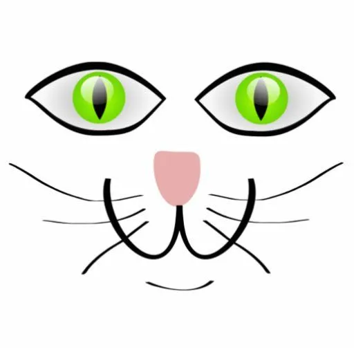 Dibujo animado de ojos verdes de la cara del gato esculturas ...