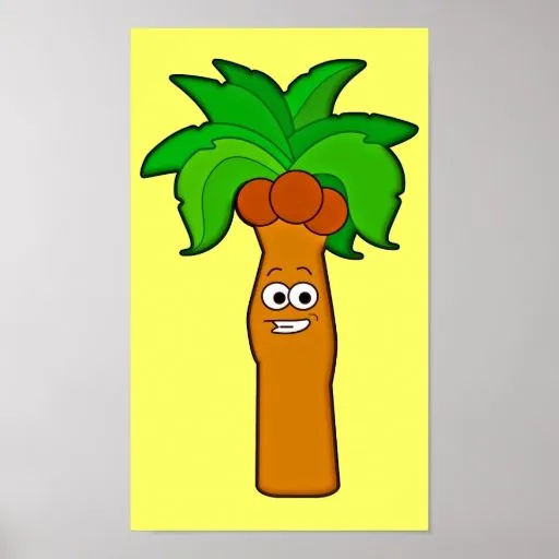 Dibujo Animado De La Palmera Del Coco En Un Camisetas, Dibujo ...