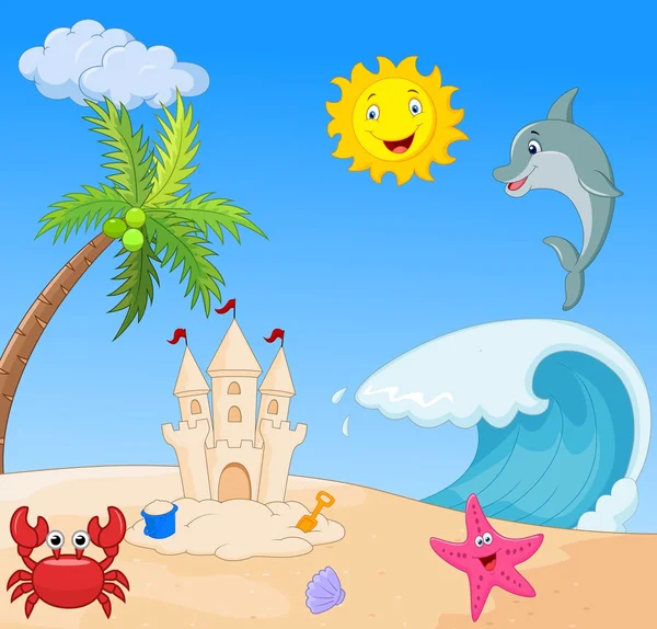 dibujo animado de la playa de verano — Vector stock © tigatelu ...