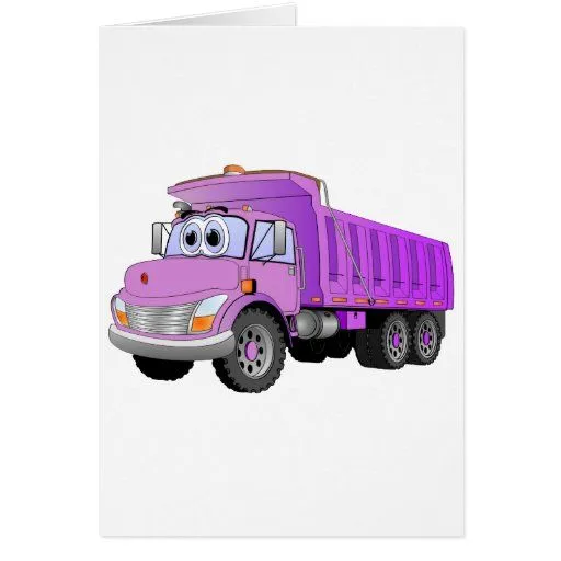Dibujo animado púrpura del camión volquete tarjeta de felicitación ...