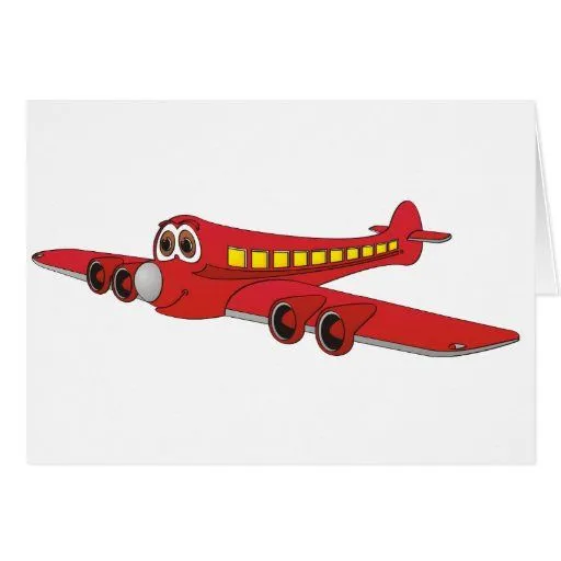 Dibujo animado rojo del avión de pasajeros tarjetón de Zazzle.