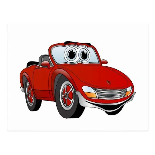 Dibujo animado rojo del convertible del coche de postal | Zazzle