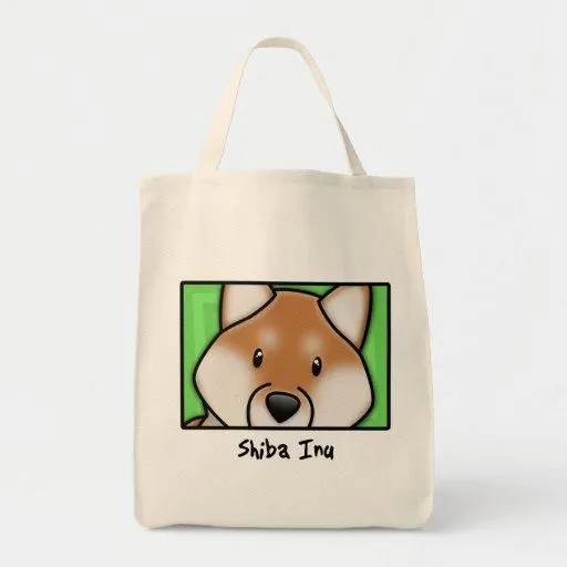 Dibujo animado Shiba cuadrado Inu Bolsas de Zazzle.