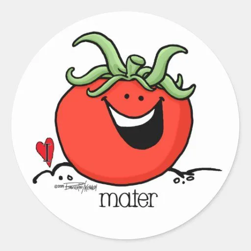 Dibujo animado del tomate - pegatina del Veggie | Zazzle