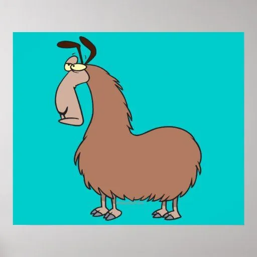 dibujo animado torpe de la llama posters de Zazzle.