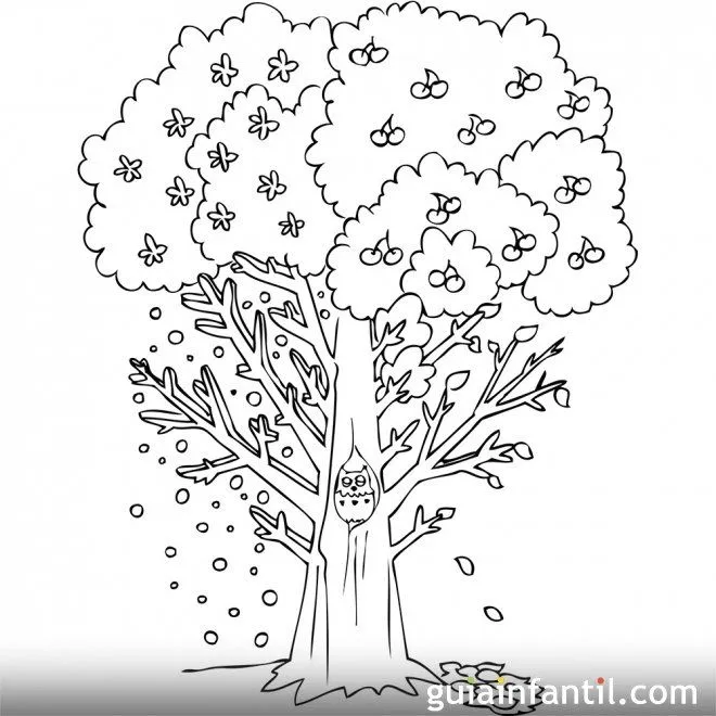 Dibujo de un árbol en otoño para colorear