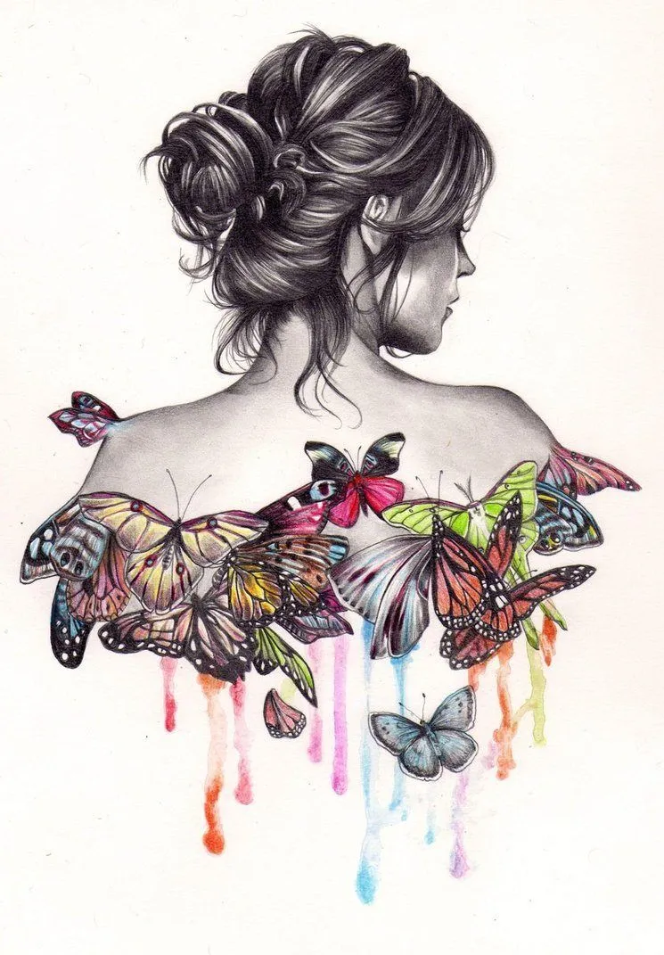 Dibujo artístico con mariposas :: Imágenes y fotos