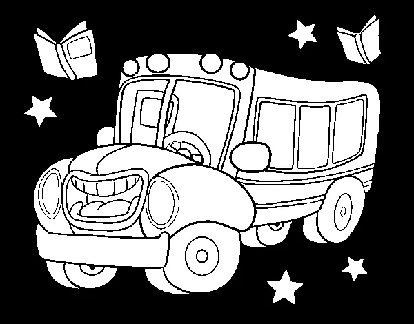 Dibujo de Autobús animado para Colorear - Dibujos.net