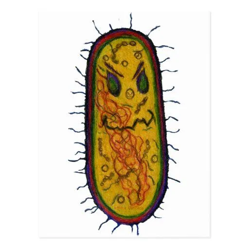 Personaje de dibujos animados malo de las bacteria tarjeta postal ...