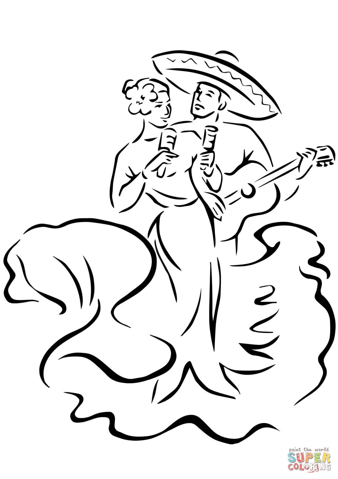 Dibujo de Bailes Tradicionales del Cinco de Mayo para colorear | Dibujos  para colorear imprimir gratis