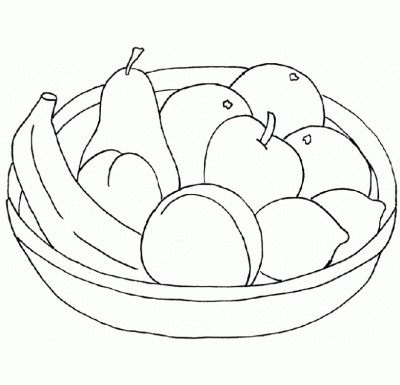 Dibujo de Bandeja con frutas. Dibujo para colorear de Bandeja con ...