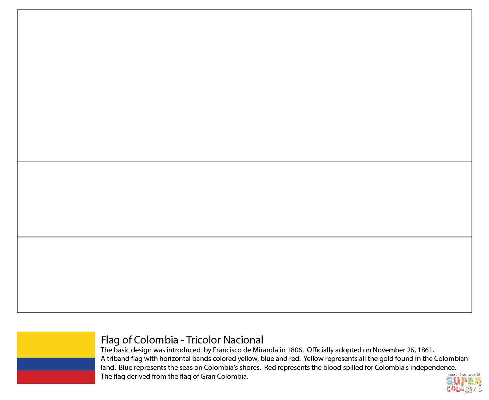 Dibujo de Bandera de Colombia para colorear | Dibujos para ...