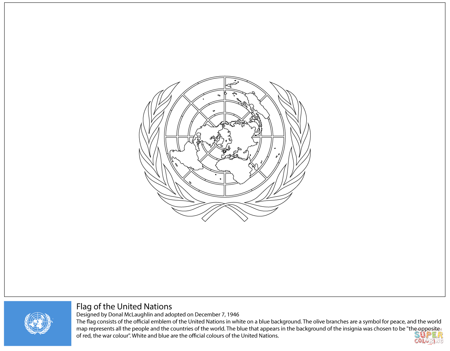 Dibujo de Bandera de la ONU para colorear | Dibujos para colorear imprimir  gratis