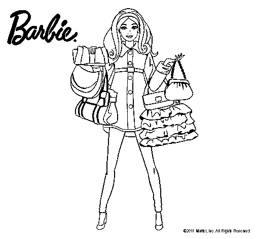 Dibujo de Barbie de compras para Colorear - Dibujos.net