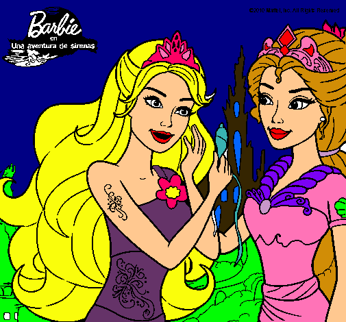 Dibujo de Barbie se despiede de la reina sirena pintado por Ester ...